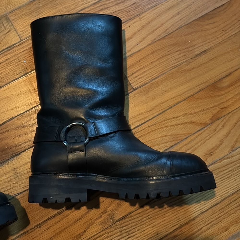 MARNI calf length leather moto boots - Picture 6 of 16